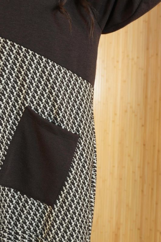 Elena Herringbone Cocoon Knit Dress Chocolate